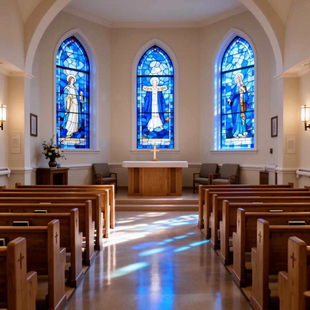 Hospital chapel with stained glass windows